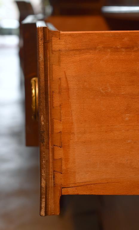 Beautifully Inlaid Mahogany Chest with Carved Back Rail