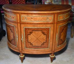 Fancy Inlay Demilune Console Cabinet
