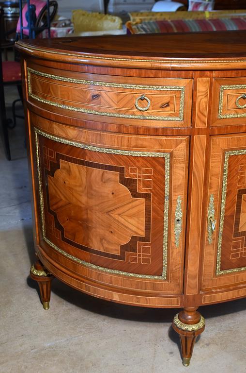 Fancy Inlay Demilune Console Cabinet