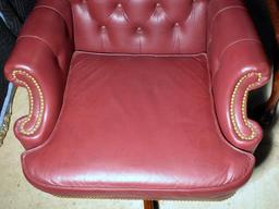 Hancock & Moore Red Cordovan Tufted Leather Executive Desk Chair, Nailhead Trim