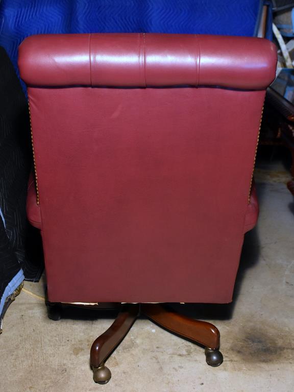 Hancock & Moore Red Cordovan Tufted Leather Executive Desk Chair, Nailhead Trim