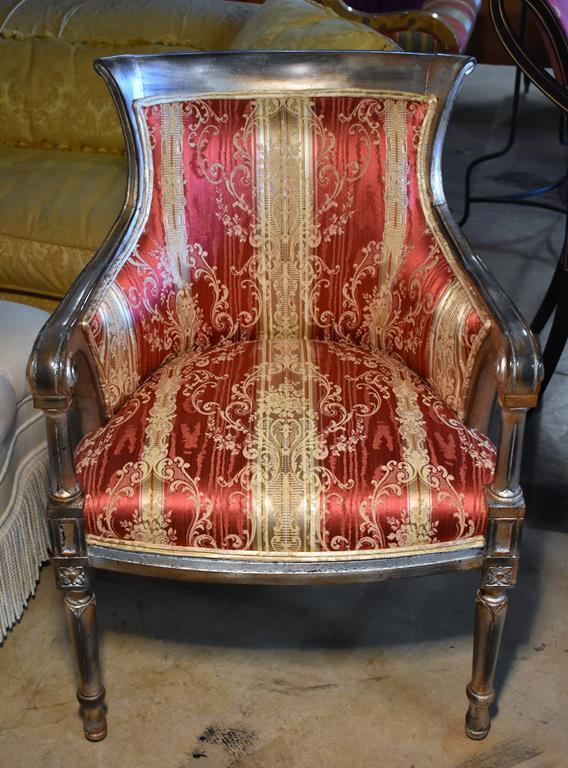 Gold & Red Brocade Empire Style Side Chair (Lots 43 and 44 Match.)