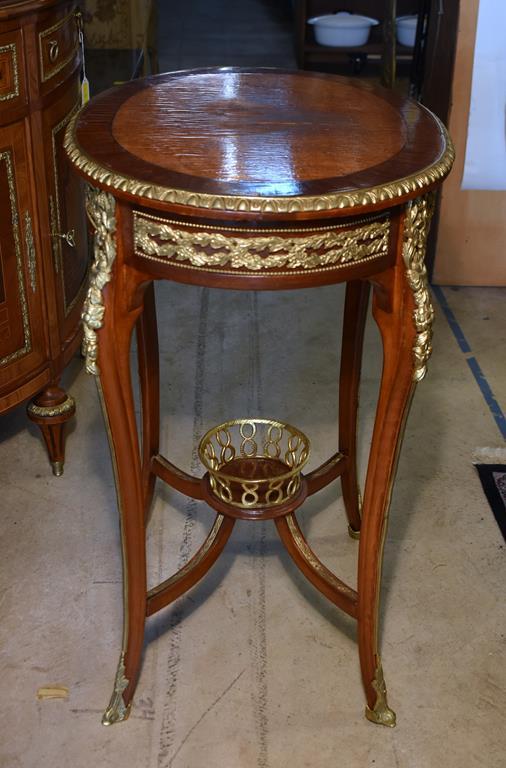 Beautiful Rococo Style Side Table, Sunburst Inlaid Top