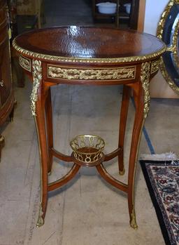 Beautiful Rococo Style Side Table, Sunburst Inlaid Top