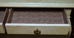 Hand Made Leather Covered Bombe Chest by Lineage Home