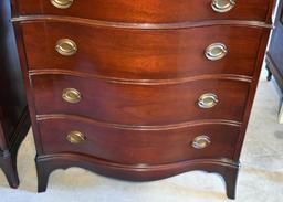Vintage Mahogany Bow Front Dresser Chest by White Furniture, Glass Top Cover (Lots 17-19 Match)