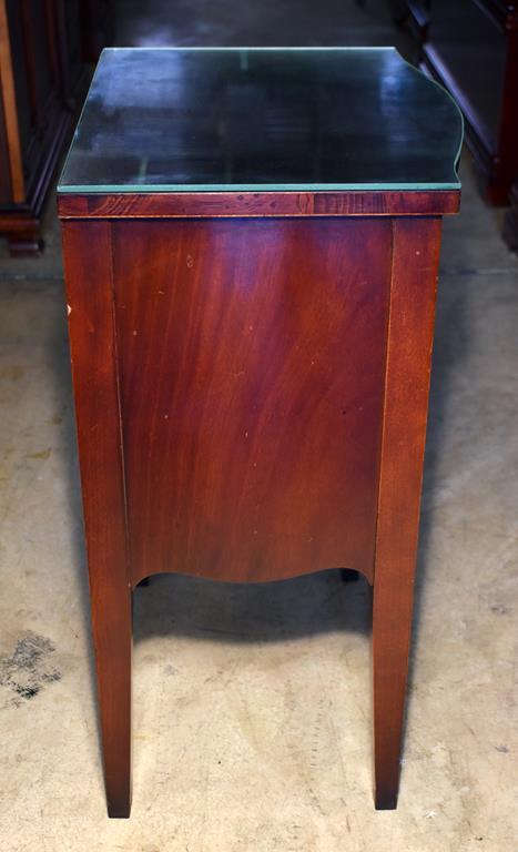 Vintage Mahogany Bow Front Nightstand by White Furniture, Glass Top Cover (Lots 17-19 Match)