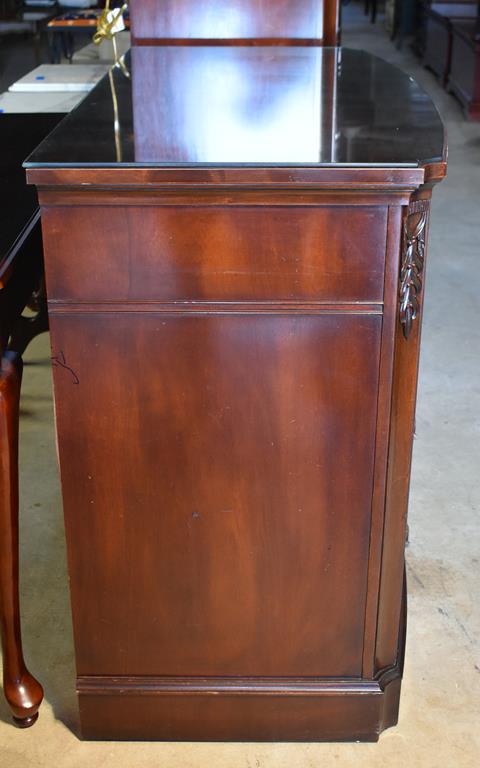 Vintage Mahogany Bow Front Dresser Chest by White Furniture, Glass Top Cover (Lots 24-26 Match)