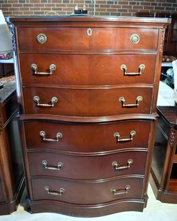 Vintage Mahogany Bow Front Chest on Chest by White Furniture, Glass Top Cover (Lots 24-26 Match)