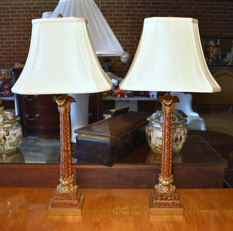 Beautiful Pair of Lampcrafters Columnar Lamps