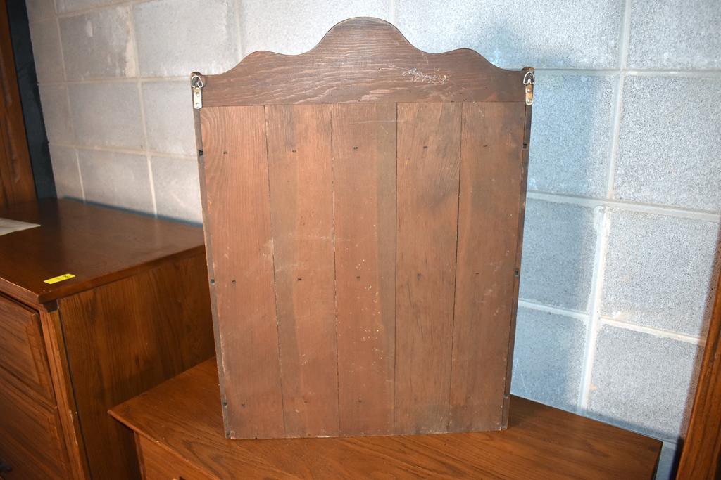 Cute Antique Wall Curio Display Shelf with Two Drawers at Bottom