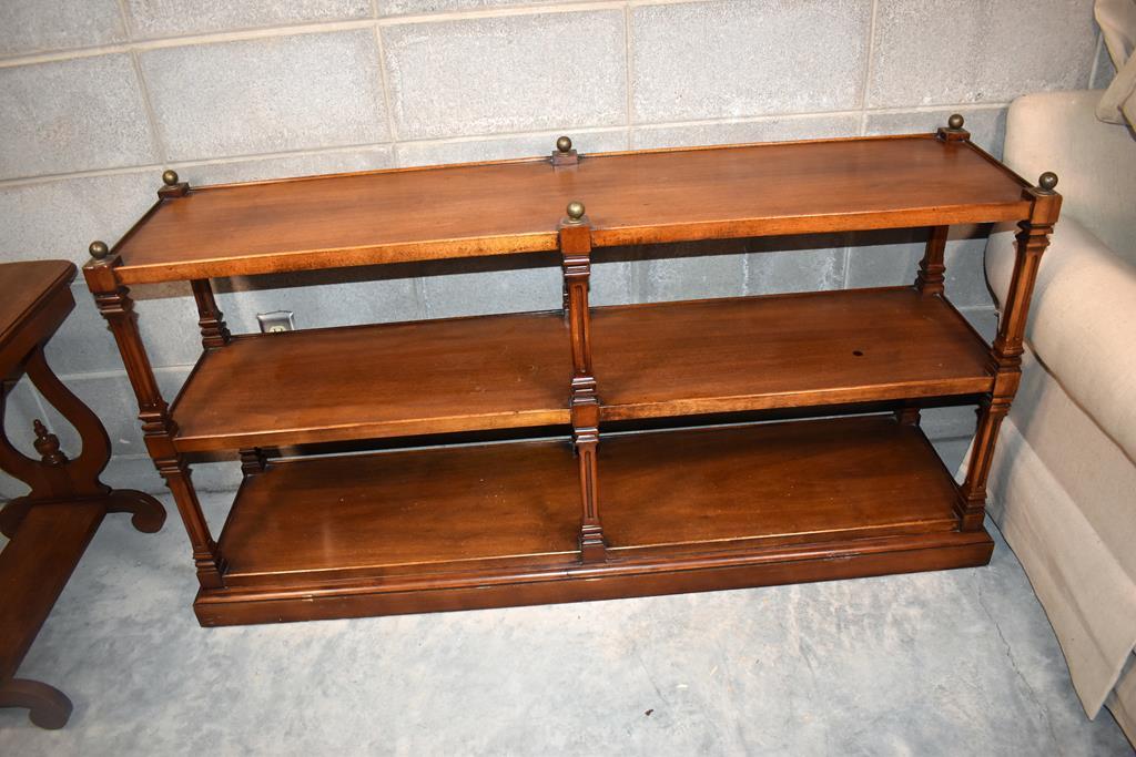 Fine Vintage Shelf Console with Antiqued Brass Finials