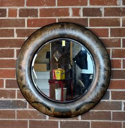 Safari Motif Round Wall Mirror by Basset Mirror Co., Beveled Glass