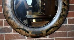 Safari Motif Round Wall Mirror by Basset Mirror Co., Beveled Glass