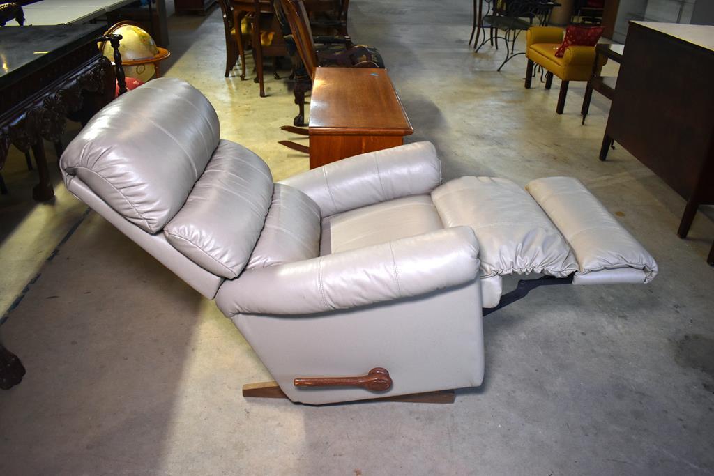 Comfortable and Handsome La-Z-Boy Ivory/Ecru Leather Recliner