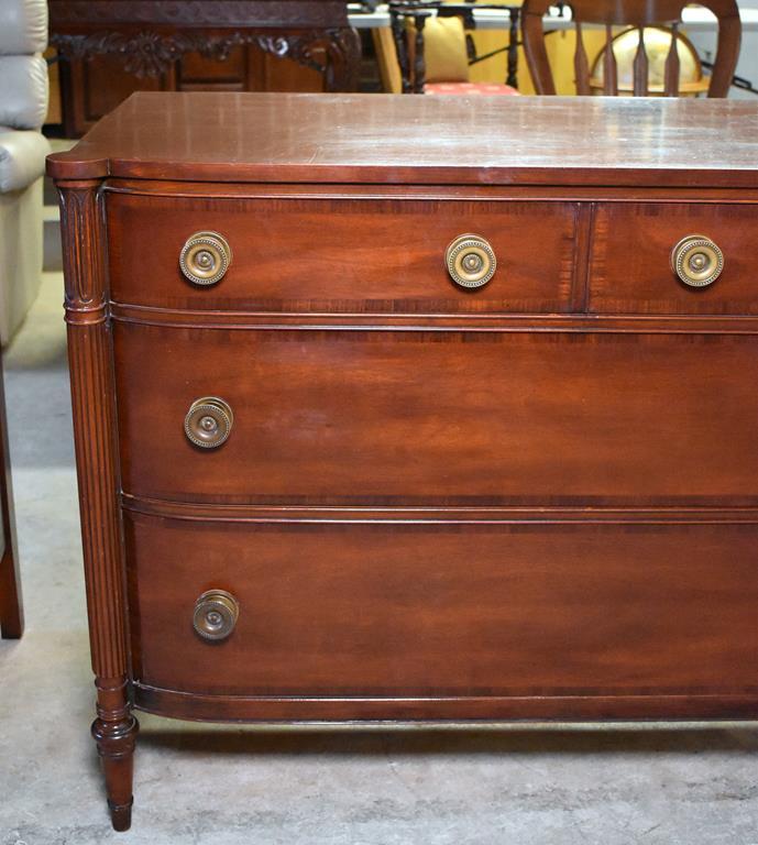 Stately Sheraton Style Swell-Front 3-Drawer Mahogany Dresser Chest by Drexel Furniture