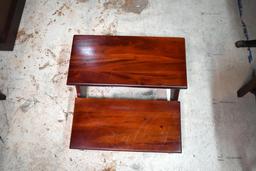 Sturdy Mahogany Bed Steps with Brass Handles