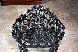 Larger Vintage Wrought Iron Grapevine Outdoor Chair, Painted Black