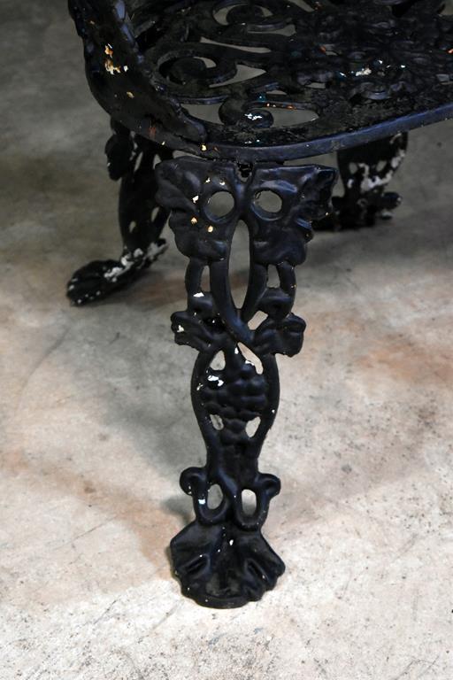 Larger Vintage Wrought Iron Grapevine Outdoor Chair, Painted Black