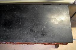 Fabulous Carved Mahogany Console Table, Paw Feet, Faux Marble Top