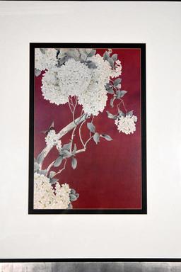 Large Framed Hydrangea & Butterfly Decorative Art Print