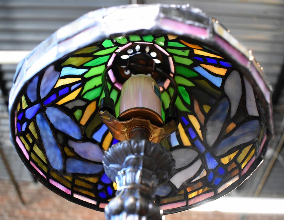 Stained Glass Blue Dragonfly “Tiffany” Style Accent Lamp, 15” H