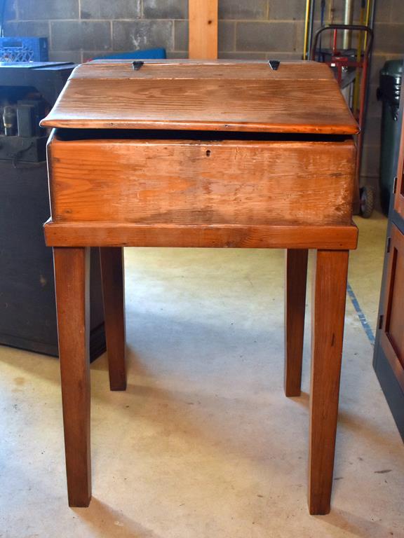 Antique Southern Virgin Pine Slant Top Railroad Station Desk