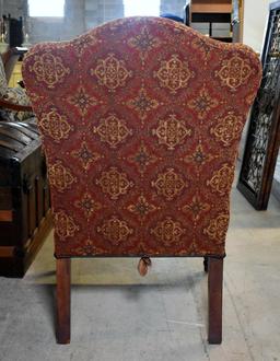 Fabulous Contemporary Fairfield Geometric Tapestry Leather Seat Armchair