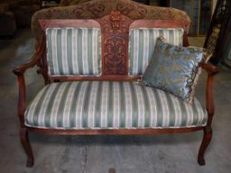 Antique Gothic Revival Carved Cherry Northwind Settee, Lots 2-5 Are Matching Set