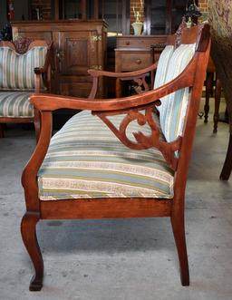 Antique Gothic Revival Carved Cherry Northwind Settee, Lots 2-5 Are Matching Set