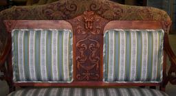 Antique Gothic Revival Carved Cherry Northwind Settee, Lots 2-5 Are Matching Set