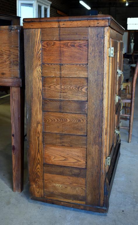 Antique “Cold Storage” Brand Tiger Oak Ice Box Refrigerator, Wooden Caster Feet