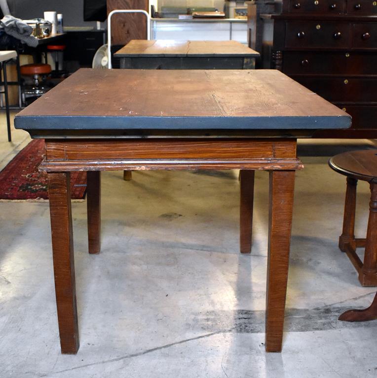 Antique 19th C. French Baker's Work Table, Top Slides Back for Rising Dough and Implement Storage