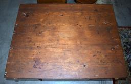 Antique 19th C. French Baker's Work Table, Top Slides Back for Rising Dough and Implement Storage