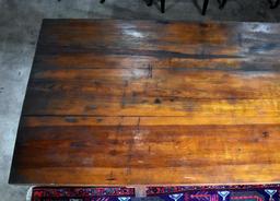 Antique 20th C. South Carolina Heart Pine Trestle Farm Table