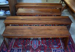 Set of 4 Antique 20th C. South Carolina Heart Pine Dining Benches