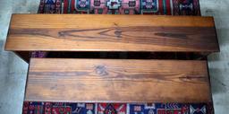 Set of 4 Antique 20th C. South Carolina Heart Pine Dining Benches