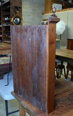 Antique 19th C. Walnut Wall Hung Corner Cupboard with Burl Door Front