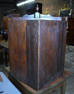 Antique 19th C. Walnut Wall Hung Corner Cupboard with Burl Door Front