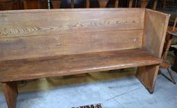 Hand Made 19th C. Heart Pine Church Pew from Damascus Baptist Church, Greenwood, SC