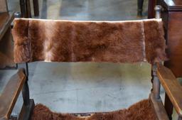 Early 20th C. Cowhide Upholstered Safari Chair by Gold Medal Folding Furniture, Racine, WI