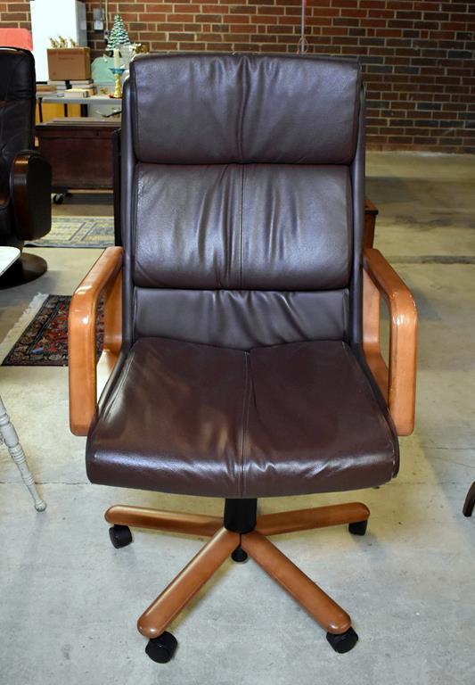 Nice Dark Brown Leather Hi Back Tilter Office Chair by Global Upholstery