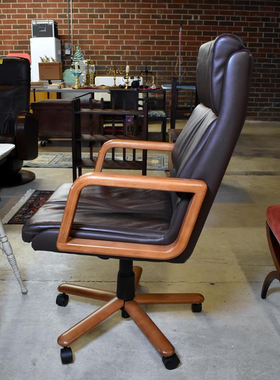 Nice Dark Brown Leather Hi Back Tilter Office Chair by Global Upholstery