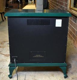 Plow & Hearth Green Enamel Finish Electric Fireplace / Space Heater