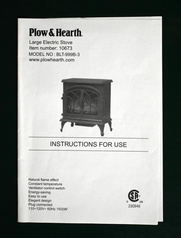 Plow & Hearth Green Enamel Finish Electric Fireplace / Space Heater