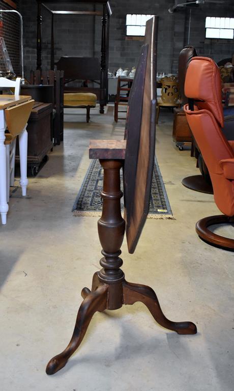 Antique Queen Anne Walnut Tilt-Top Tea Table with Snake Feet, Inlaid Top, Probably Southern US