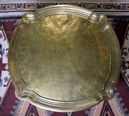 Wonderful Vintage Hammered Brass Tray Top Cocktail / Coffee Table