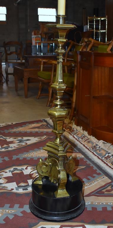 Impressive Vintage Brass Column Three-Light Floor Lamp
