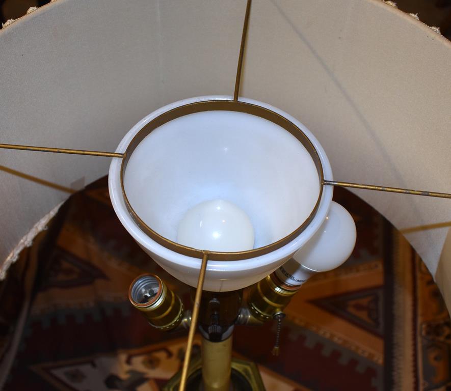 Impressive Vintage Brass Column Three-Light Floor Lamp