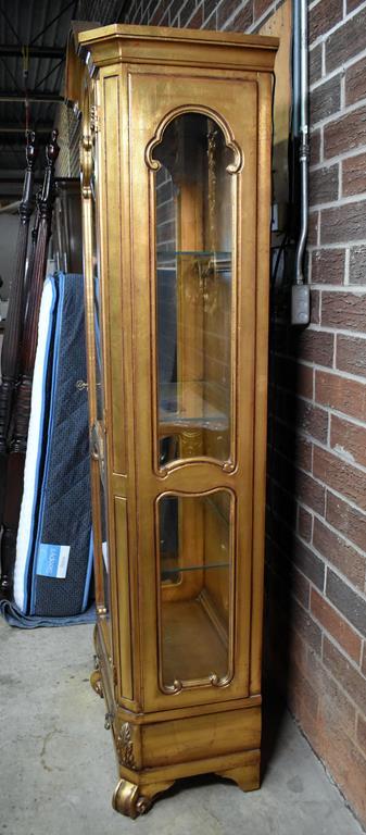 Fine Gilt Finished Weiman Lighted Curio Cabinet